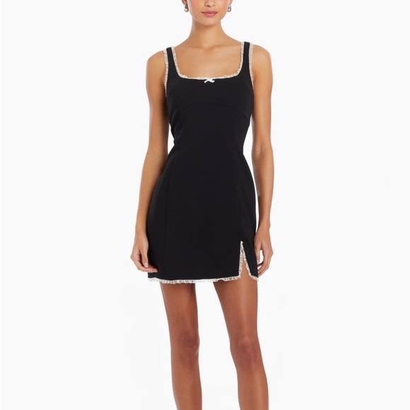 AMANDA UPRICHARD VALETTA DRESS {$238 MSRP} Black Ivory Lace Trim White Bow XS - Picture 2 of 9